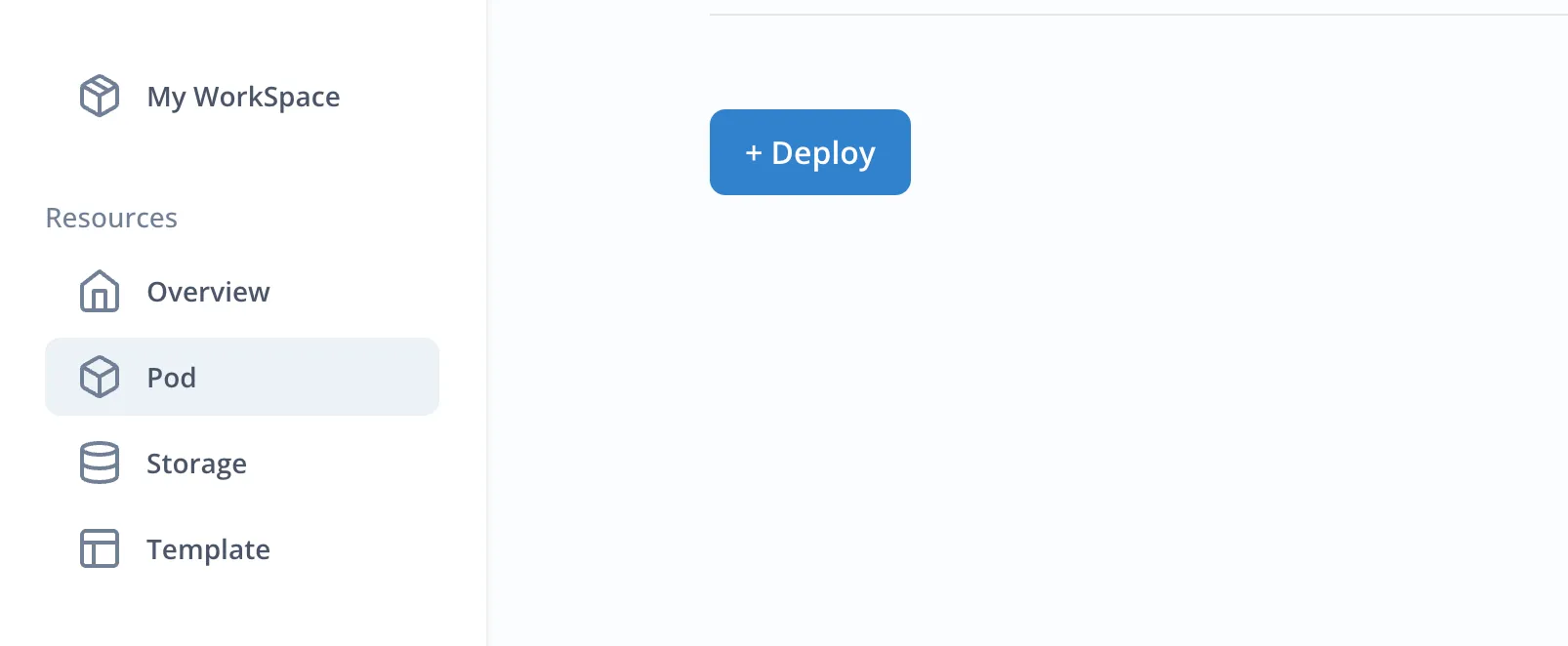 "Deploy" button on the Pod page in the Meshive console